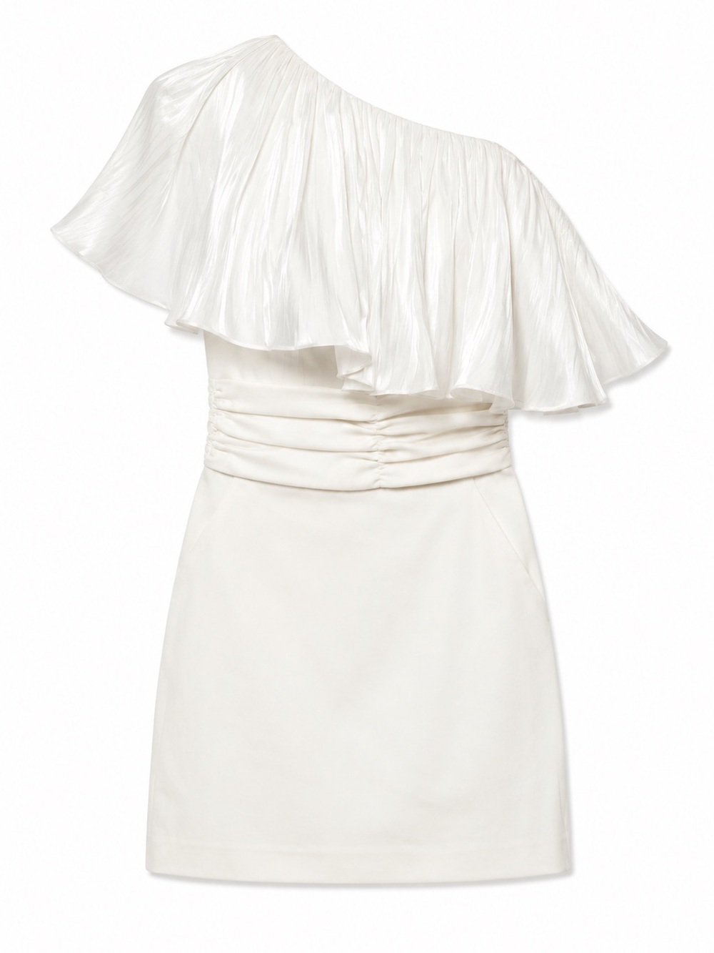 NWT Elliatt Ivory One-Shoulder Ruffle Cocktail Dress